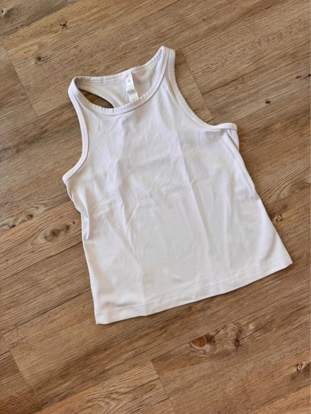 Women's White Racerback Tank, Size S
